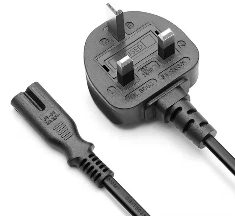 1.5m-5m UK Power Lead Figure 8 Mains C7 2 Pin Power Cord Laptop 1