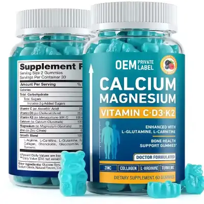 OEM Private-Label Mg Citrate Gummies w/ Ca, D3, K2, Zn 1