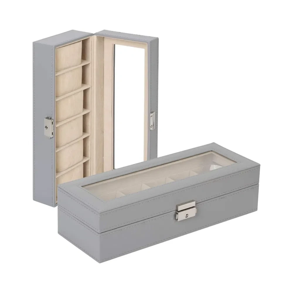 Custodia per orologio in pelle PU con 6 scomparti, custodia per orologio da regalo 1