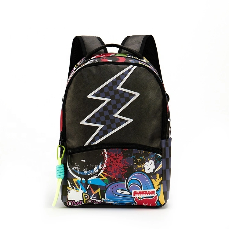 Custom Student School Bags Designer Men's Graffiti Print Casual Sports Backpack Fashion Fsy Brand Leather Pu Backpack 1