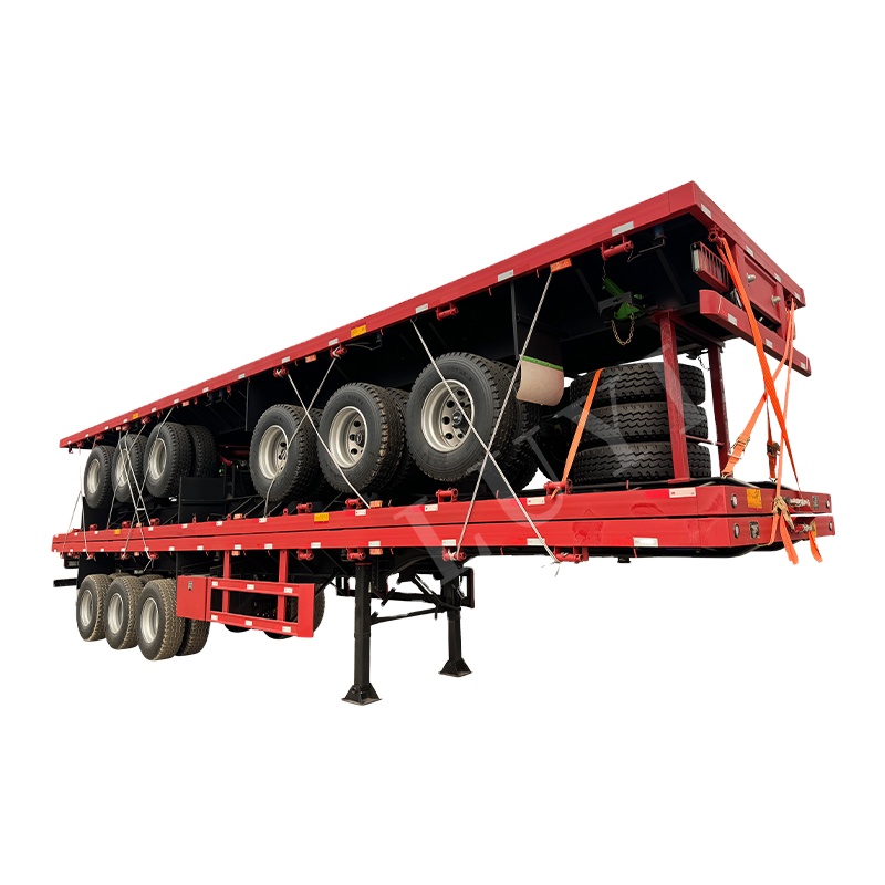 3 ejes de 40 pies de transporte de contenedor semi de cama plana 1