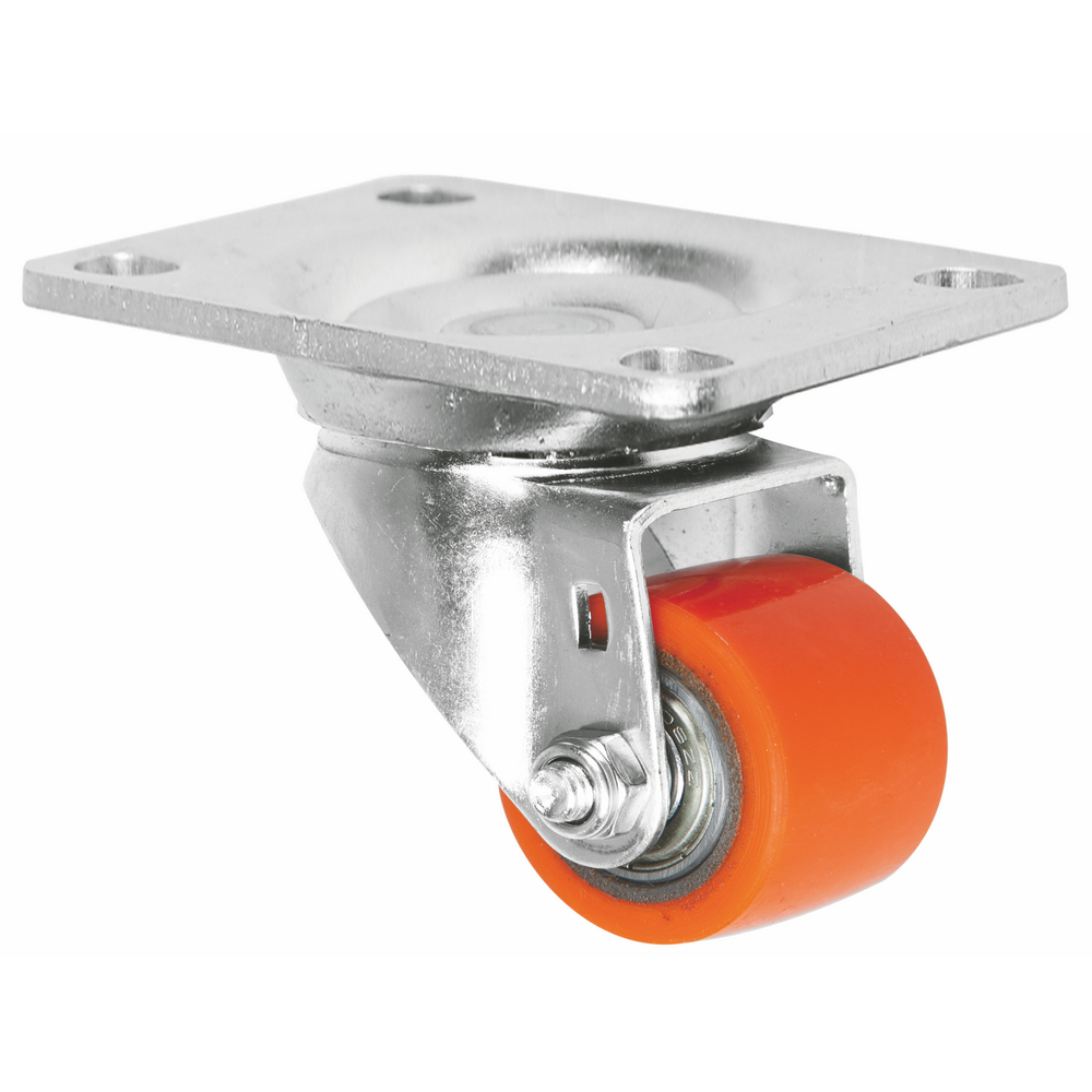 High Quality Small Orange 1.5 2 Double Ball Bearing 100-150kgs Load Capacity Pu Plate Casters Apparatus Swivel Wheel 1