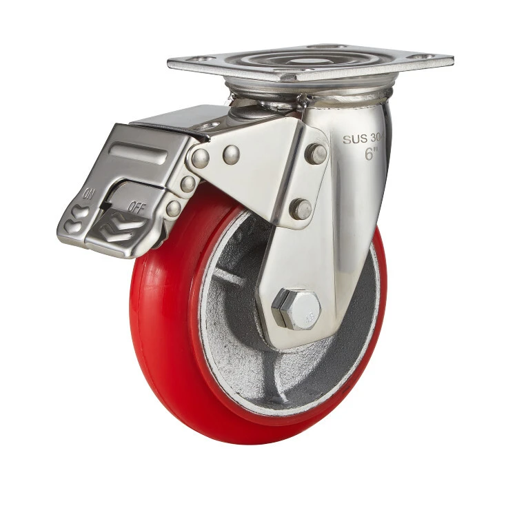4 5 6 8 Inch Industrial High Load Heavy-duty Trolley Swivel Casters Polyurethane Pu Caster Wheels With Brake 1