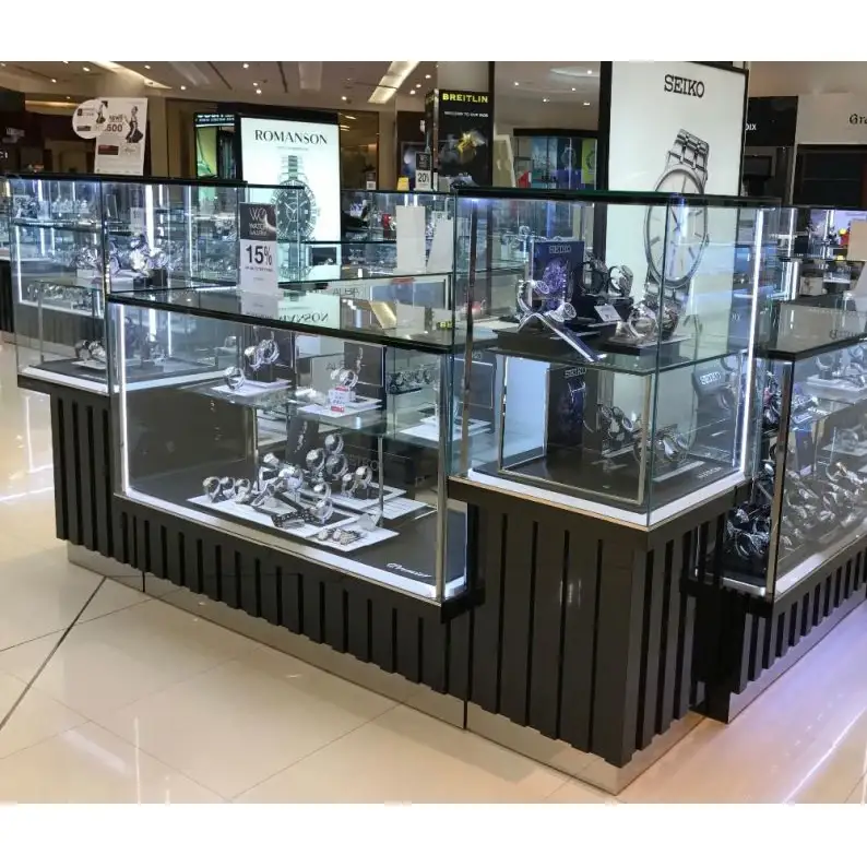 Vetrina espositiva in vetro per negozio di gioielli, bancone vetrina 1