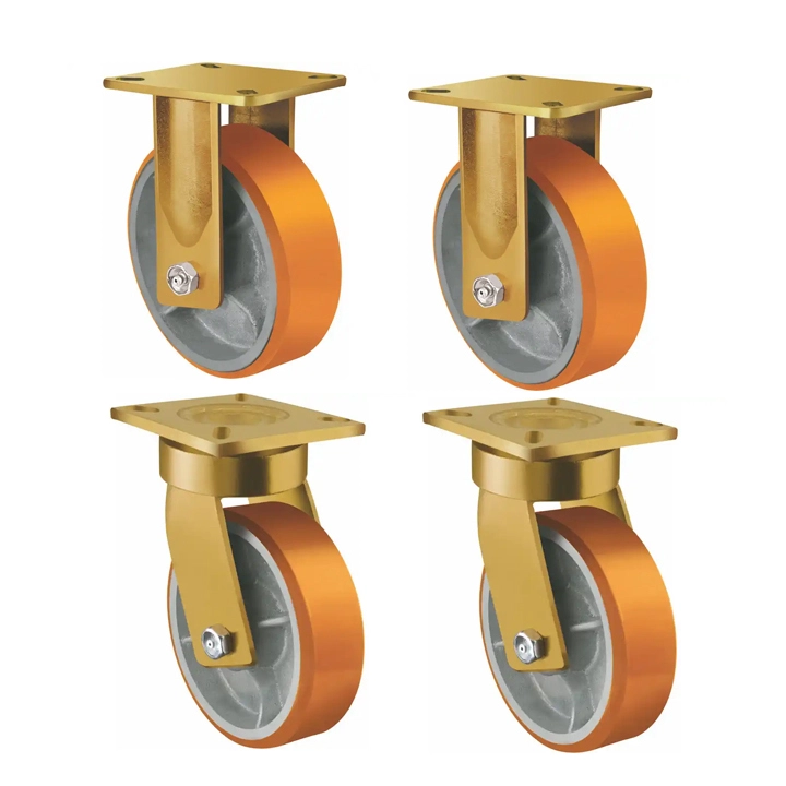 2 Ton 2000kgs Super Heavy Duty Trolley Caster Industrial 8/10/12 Inch Pu Cast Iron Core Caster Wheels 1