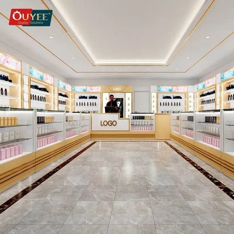 خزانة عرض مستحضرات التجميل للبيع بالتجزئة - رف وحامل لمتجر العطور 1