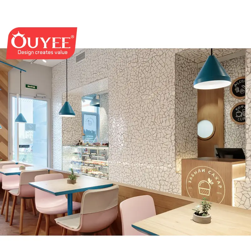 Kiosque mural en bois avec porte vitrée pour café 1