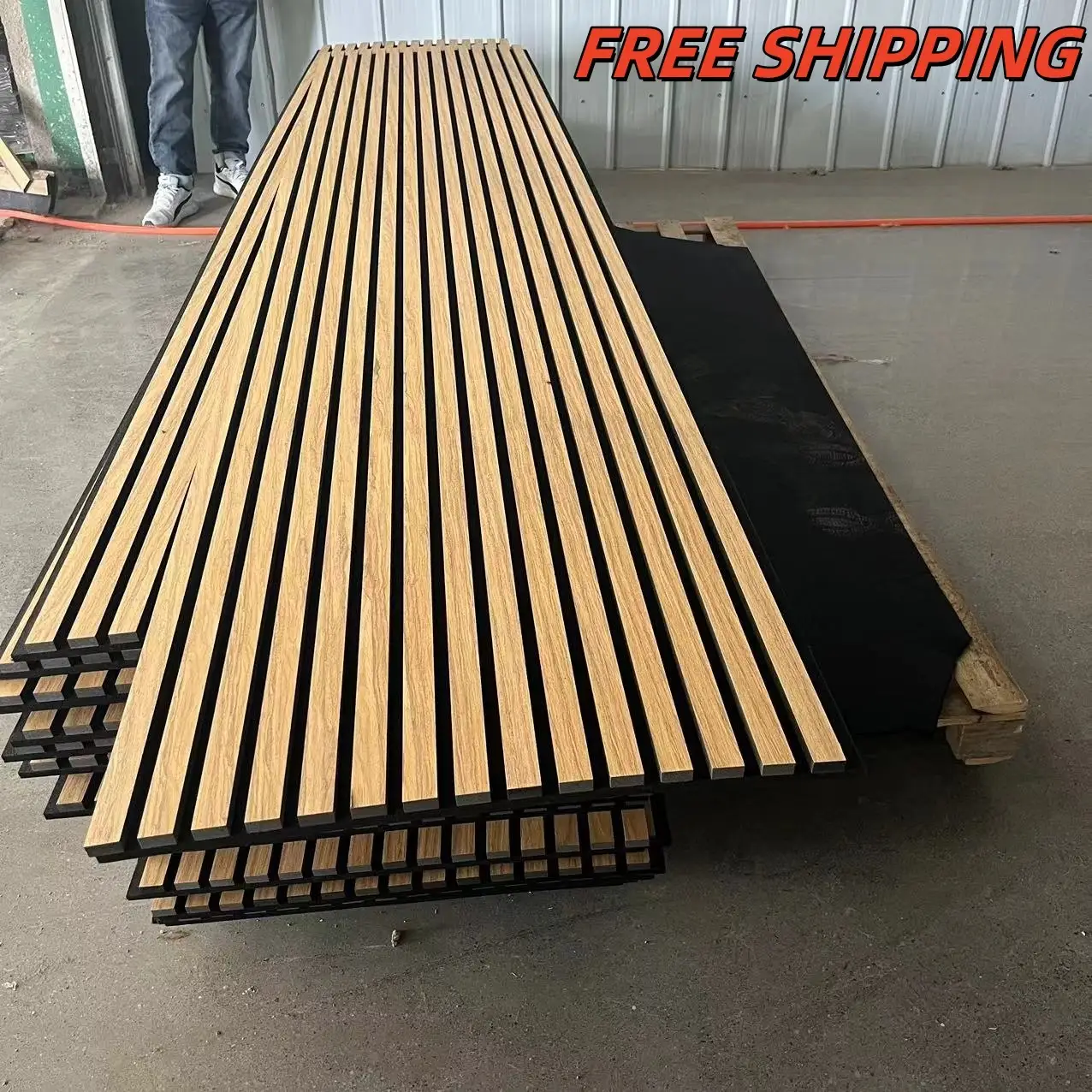 Natural Walnut Wood Slatted Acoustic Wall Panels for Ceilings and Studios 1