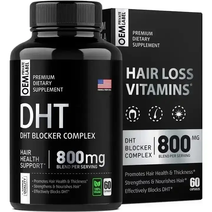 DHT Blocker Vegan Hair Capsules 60ct - Biotin & Saw Palmetto 1