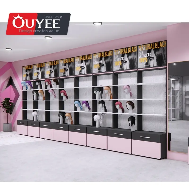 Präsentationsständer und Theke für Kunsthaarperücken mit Lamellenwand, Erweiterungsregal 1