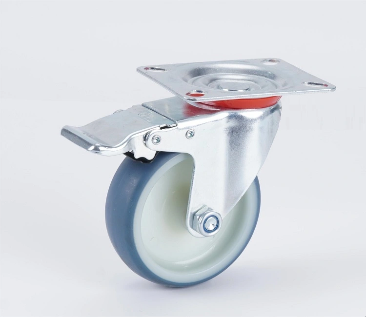 Excellent Price 3 4 5 Inch Blue Tpr 60-100kg Load Capacity Threaded Stem With Brake Large-scale Catering Industrial Casters 1