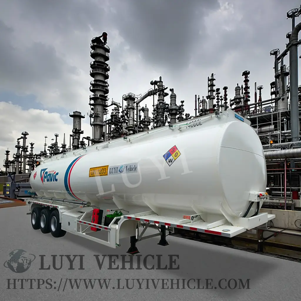 مقطورة نصف مقطورة لنقل الوقود النفطي بثلاثة محاور وسعة 40 متر مكعب 1