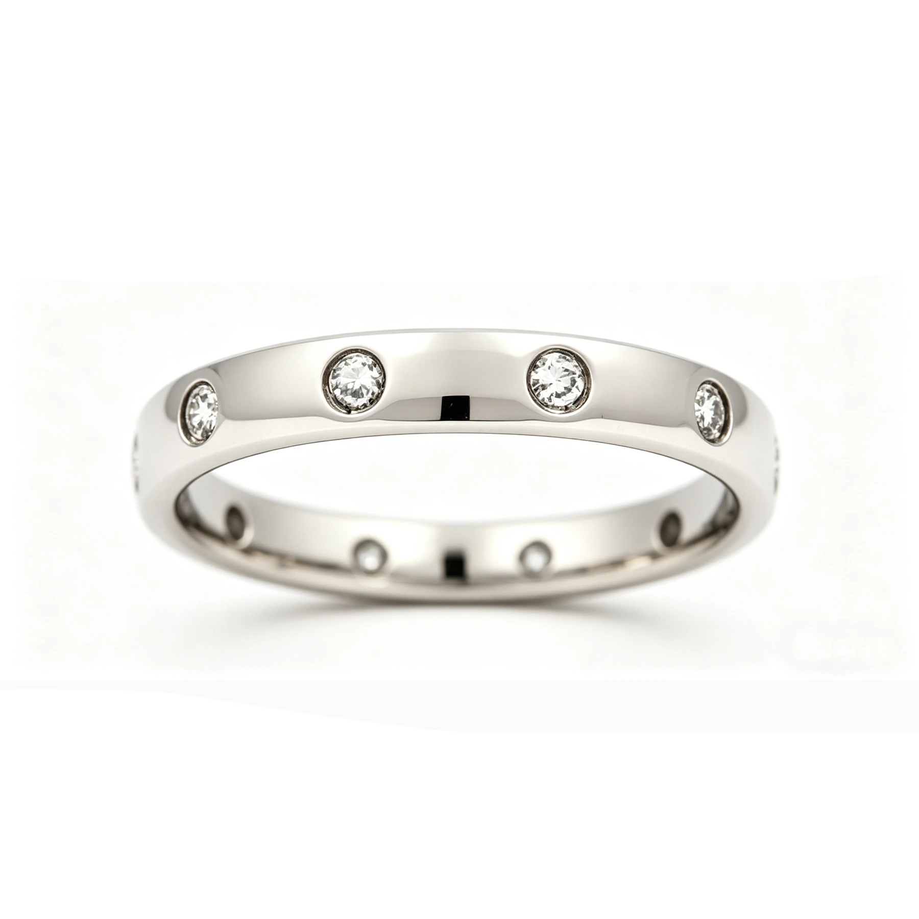 Pd950 Platinum Eternity Ring Bezel Set Round Diamond Wedding Band Minimalist Full Polish Fine Jewelry For Women 1