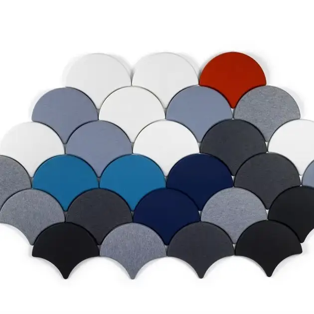 Pannello fonoassorbente in PET, pannello acustico in fibra di poliestere con design a forma di conchiglia 1