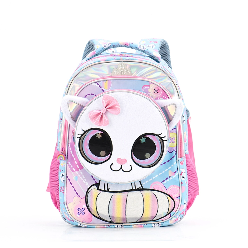 New Arrival 2025 Girls Cute Cat Pink Polyester Kids Primary School Backpack Custom Logo Animals Printed Book Bags 1
