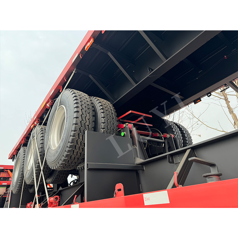 3 ejes de 40 pies de transporte de contenedor semi de cama plana 4