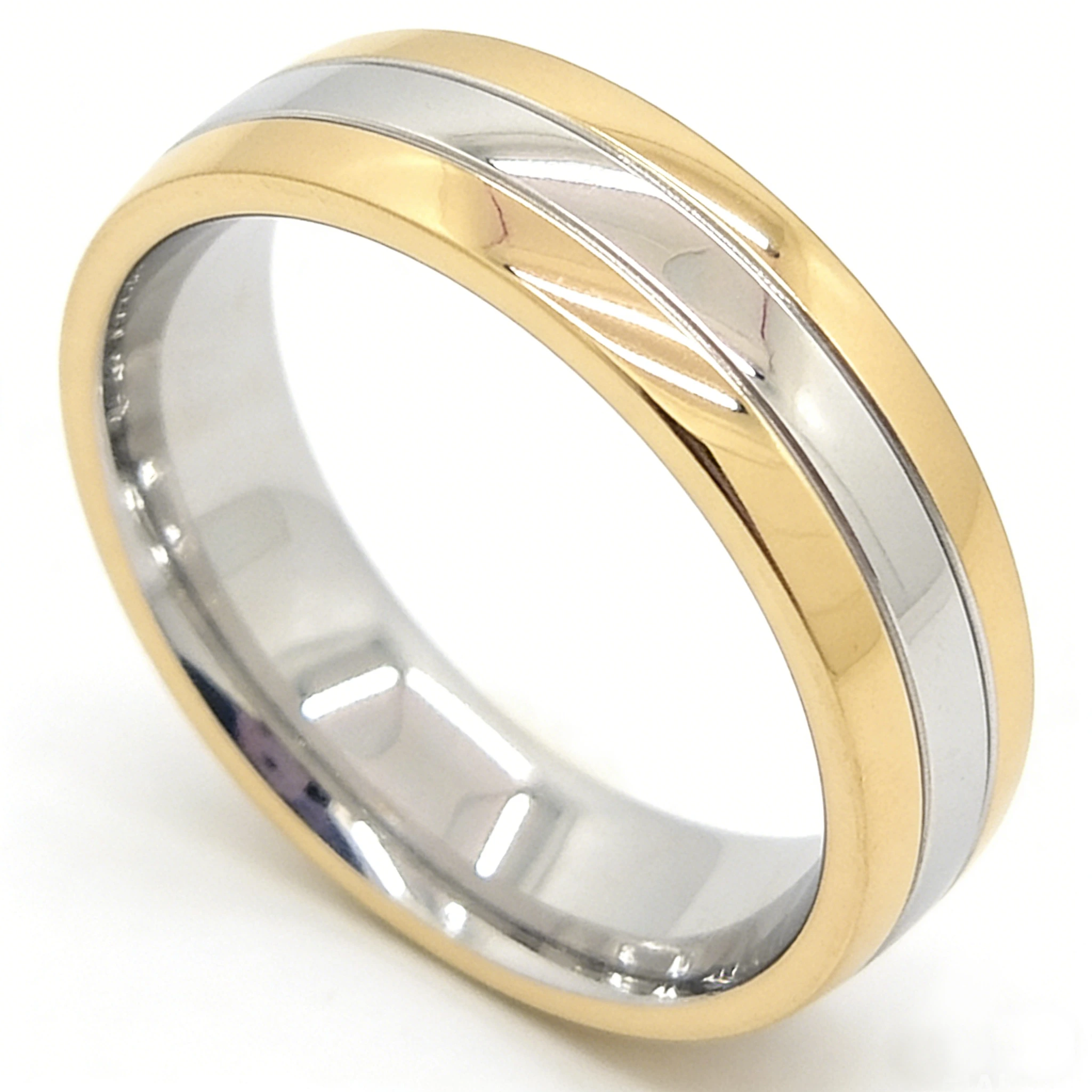 Gioielli in oro 18k Anelli di coppia in oro giallo e bianco massiccio Anelli di fidanzamento in oro semplice Gioielli raffinati 1