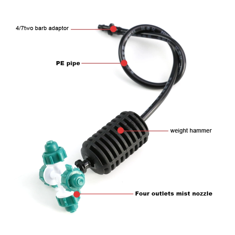 4-Outlet 360° Mist Sprinkler Nozzle 2m 32/40L/H Greenhouse 1