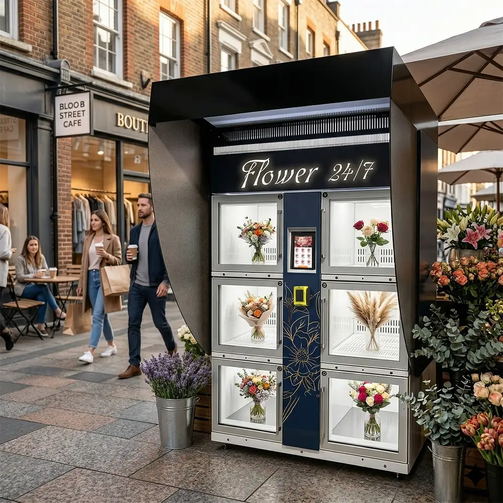 Distributeur automatique de fleurs extérieur étanche avec auvent | Solution intelligente pour la vente de fleurs 24h/24 et 7j/7 1