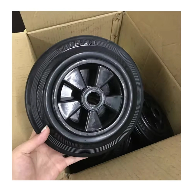 8 Inch 200mm Black Rubber Trash Bin Caster Wheel 1