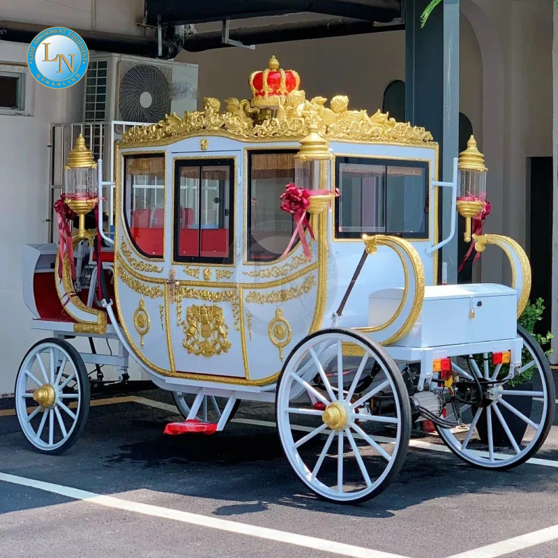 Customized Wedding Horse Drawn Carriage Wagon Sightseeing Royal Electric Horse Carriage For Sale 1