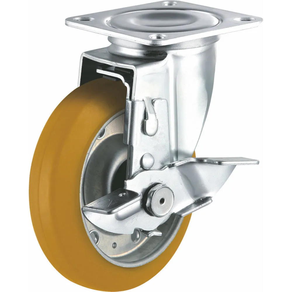 4 5 6 Inch Caster Medium Duty 120/160/180kgs Load Capacity Swivel Polyurethane Caster Wheels With Side Brake 1