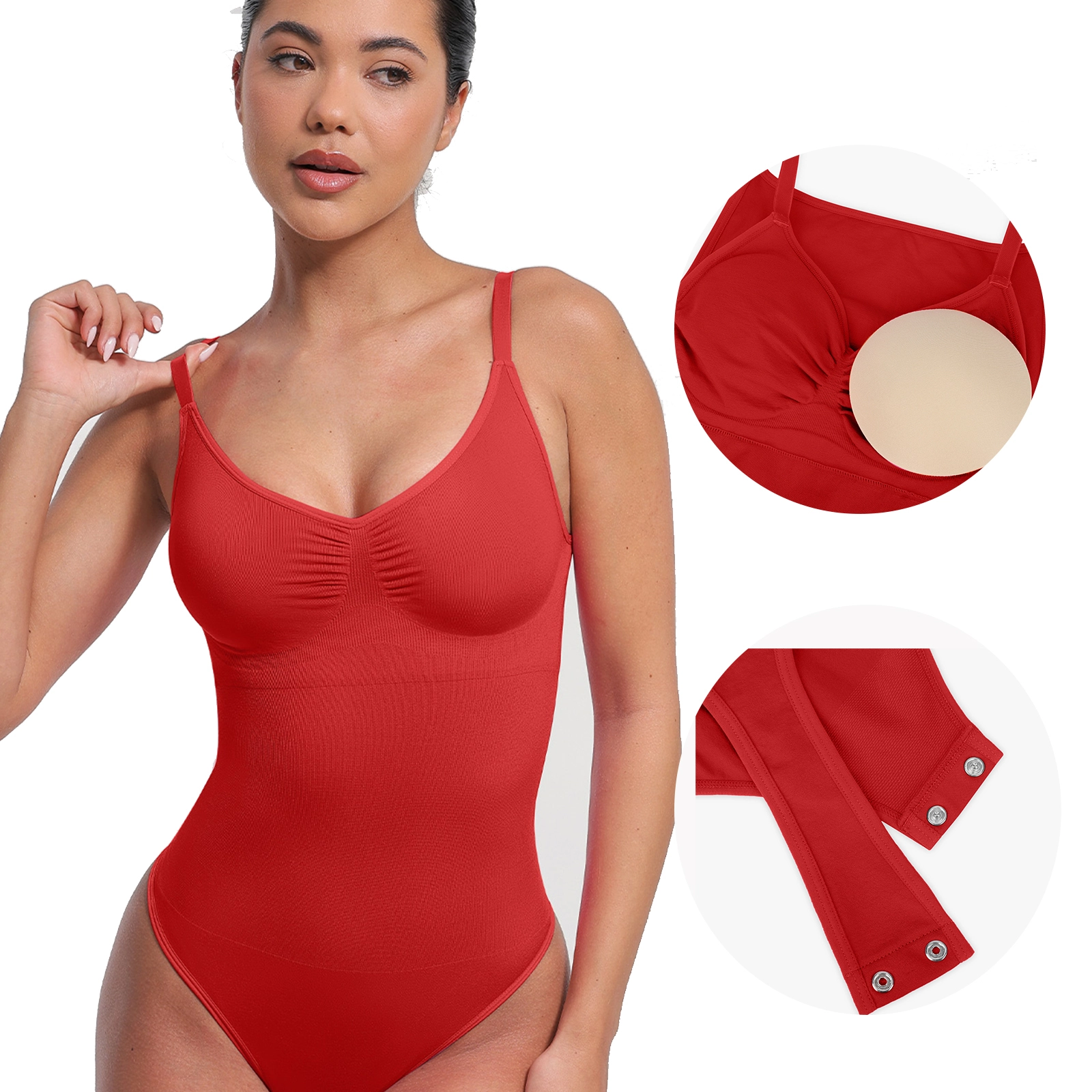 Wholesale Seamless Plus Size Tummy Control Thong Bodysuit w/ Pads 1