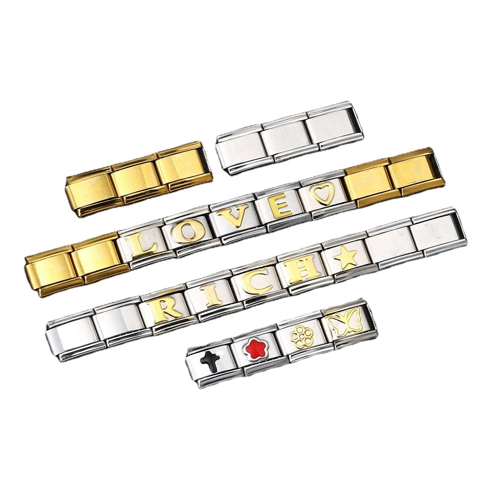 2024 Wholesale Fashion Classic New Stainless Steel Color English Letter Diy Italian Module Bracelet 1