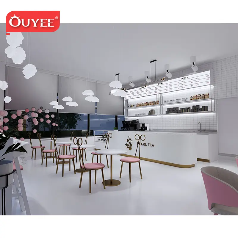 Thekentisch aus Holz für Bubble-Tea- und Kaffeeläden 1