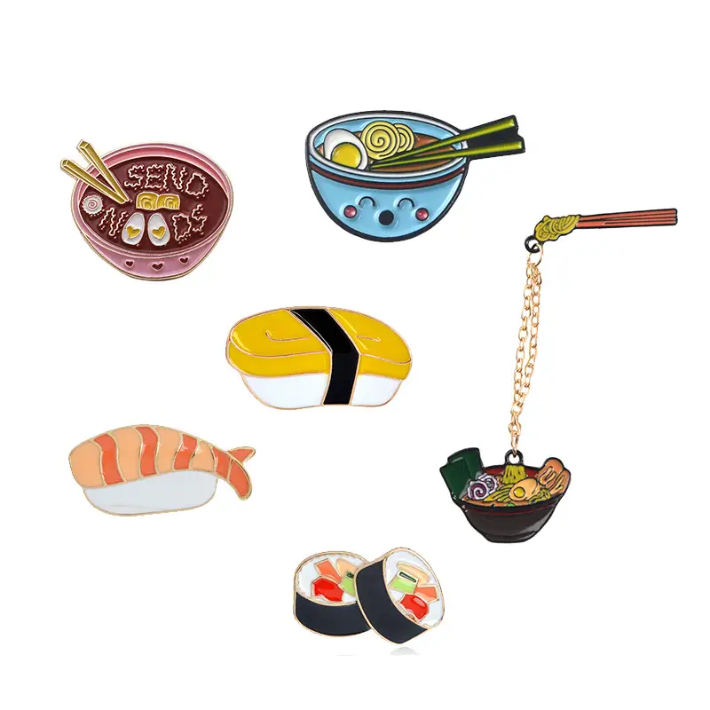 Food Pattern Custom Badges | EverRichGift - Custom Food Lapel Pins & Patches 1