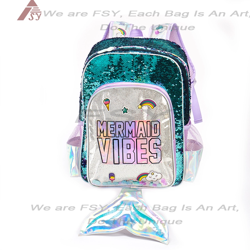 Creative Fashion Cartoon Schoolbag Cute School Backpack Kids Waterproof Sequin Mermaid School Bags For Girl 1