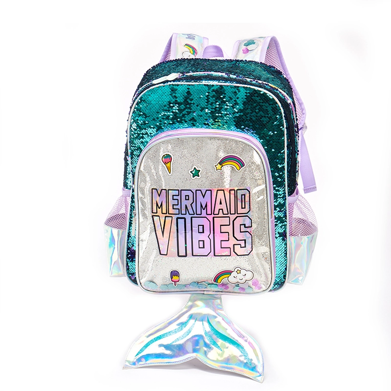 Creative custom bag design manufacturer Fashion Cartoon Schoolbag Cute School Backpack Kids Waterproof Sequin Mermaid School Bags For Girl 1