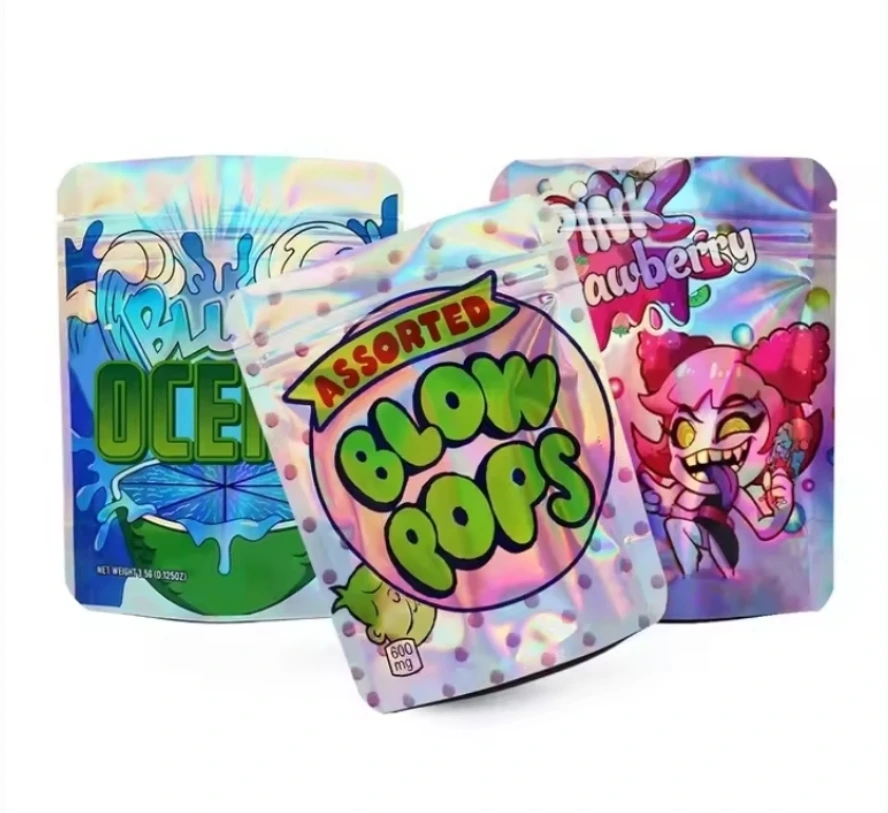 工場でカスタマイズされたプラスチックジッパーロックキャンディホログラフィック包装バッグマイラーバッグ 1