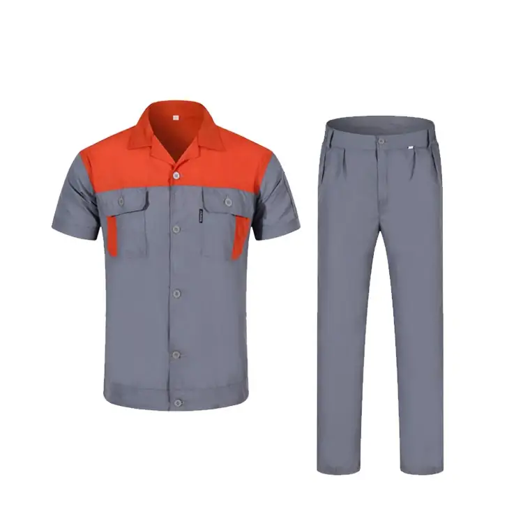 Custom Color-Blocked Short-Sleeve Industrial Maintenance Workwear Set 1