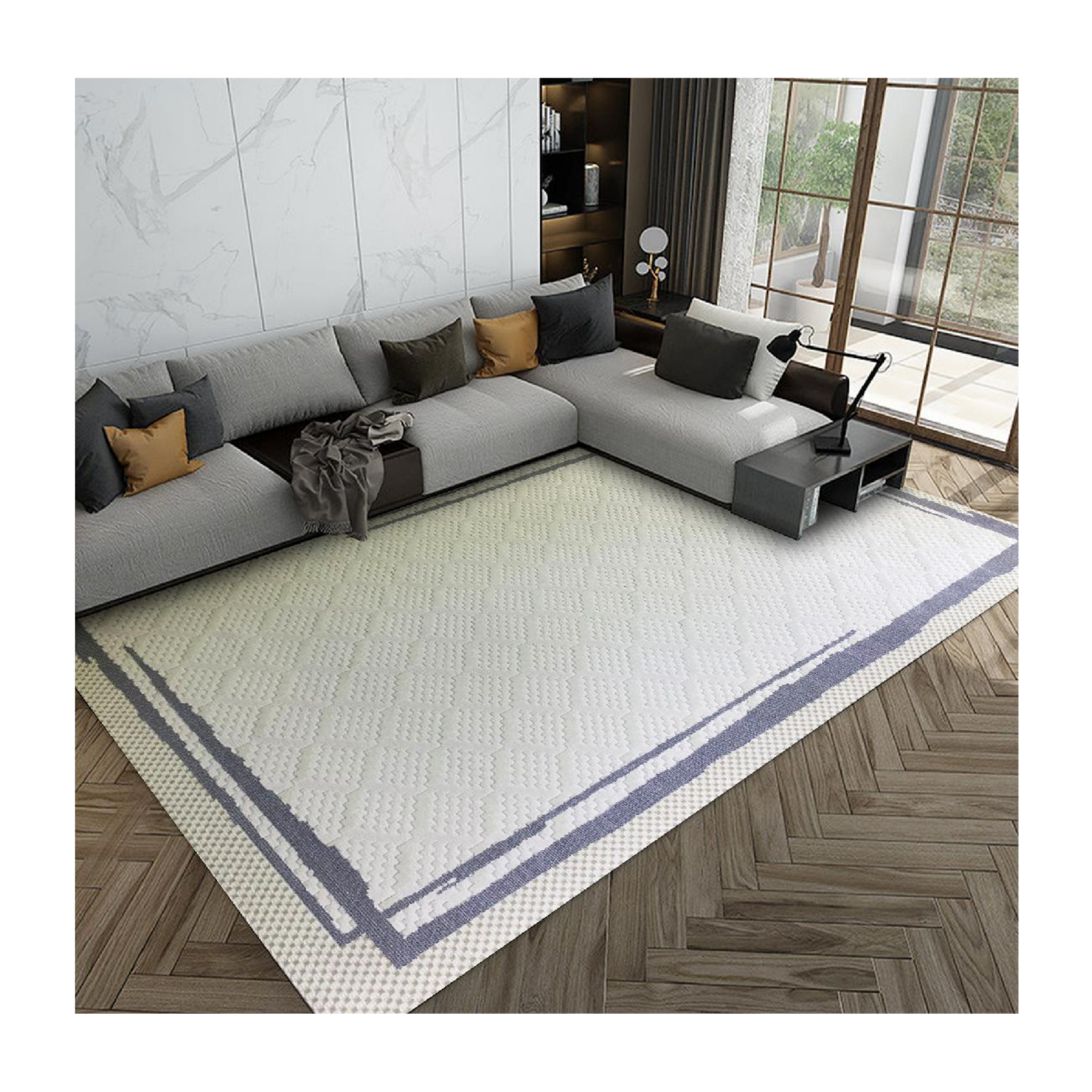 Tappeto rettangolare antiscivolo per soggiorno e camera da letto 1