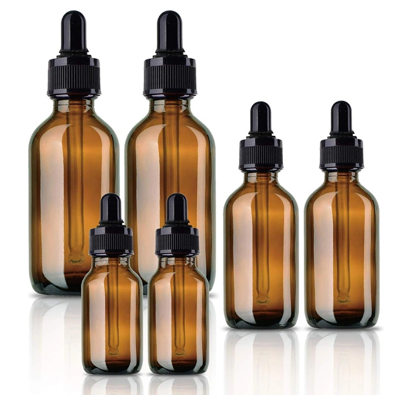 Amber Glass Dropper Bottles for Essential Oils - Custom Cosmetic Packaging 1