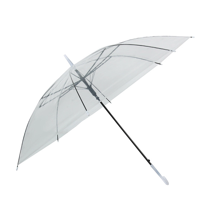 Wholesale Promotional Clear Umbrella Transparent Market Cheap Umbrella Semi Automatic Straight Rain Umbrella With J Handle 1