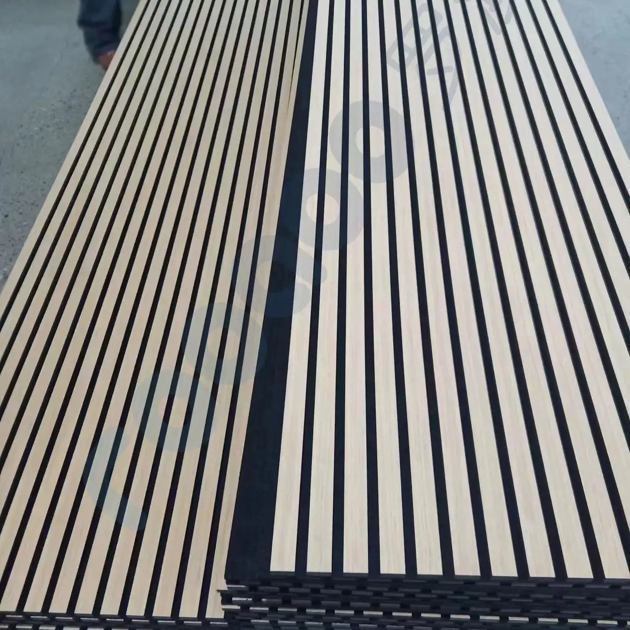 Soundproof Black Oak 3-Side Veneer Self-Adhesive Acoustic Wood Slat Panels 1