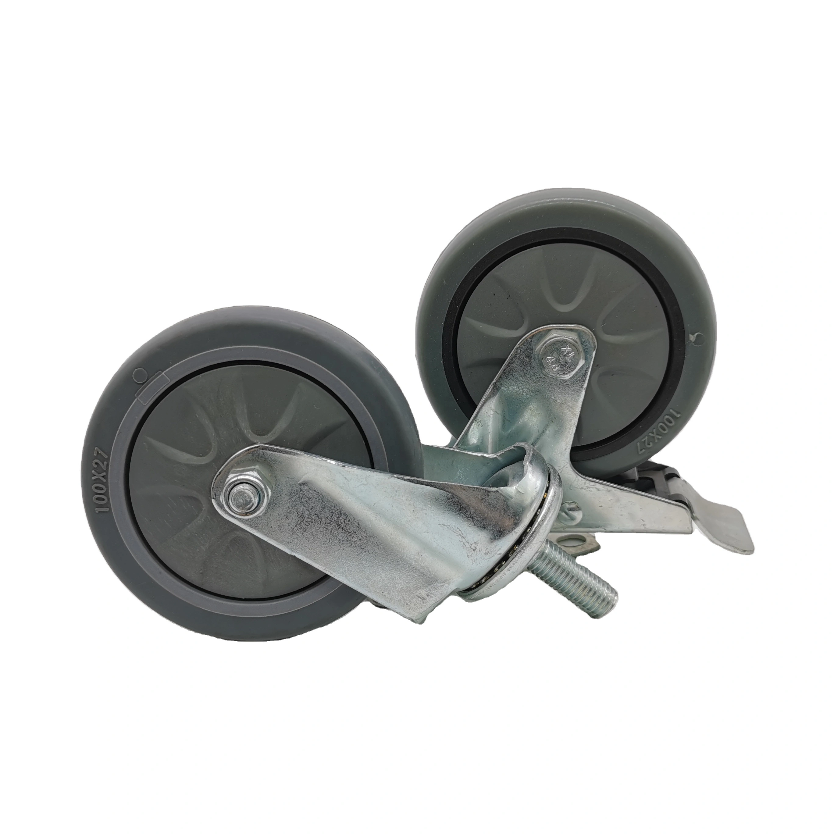 Pu Swivel Castor Wheel Manufacturer Service Cabinet Trolley Polyurethane 4 Inch 100 Mm Grey Wheel Castor 1