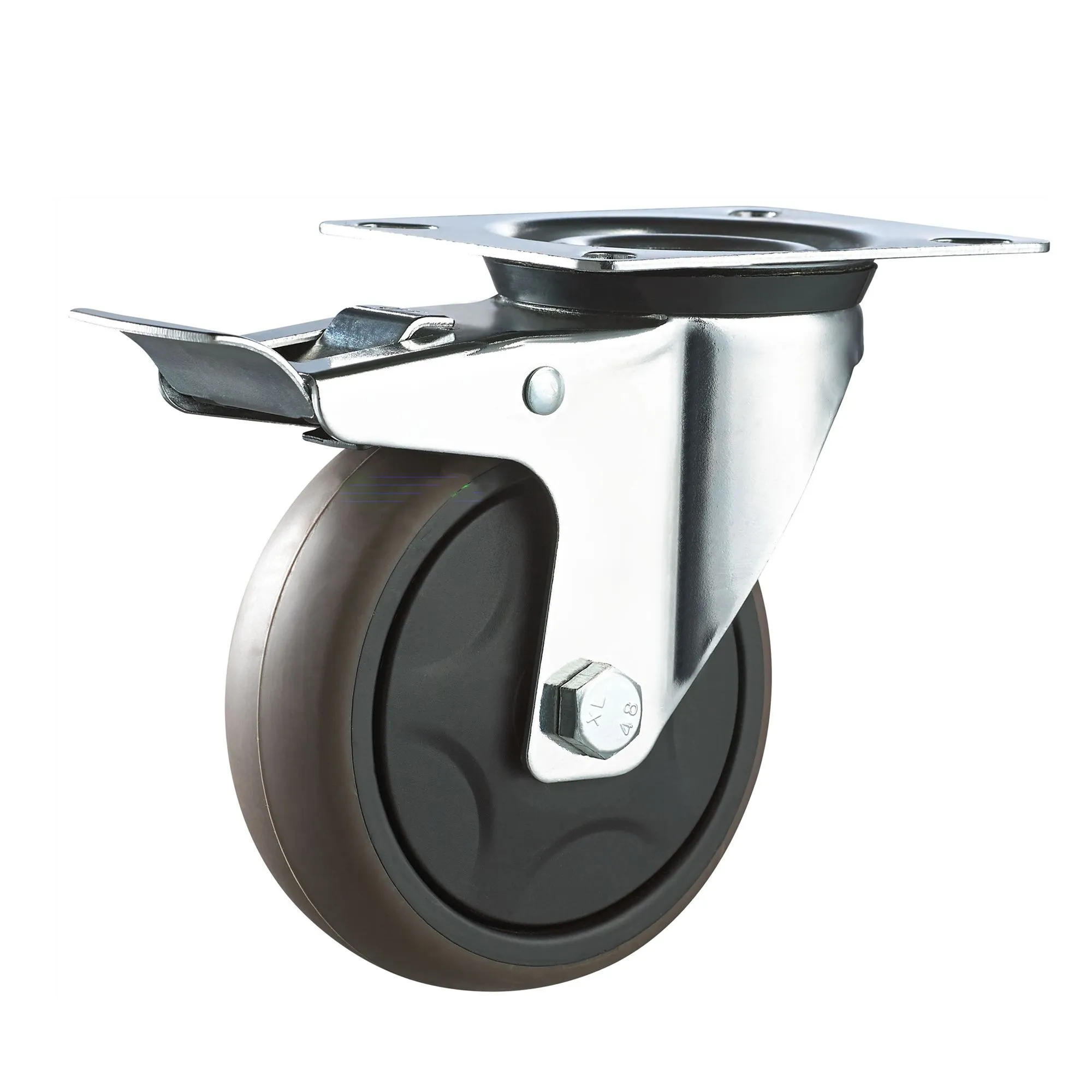 Competitive Price Industrial Trolley 100 Mm 4 Inch Total Brake Tpr Swivel Plate Caster Wheel 1
