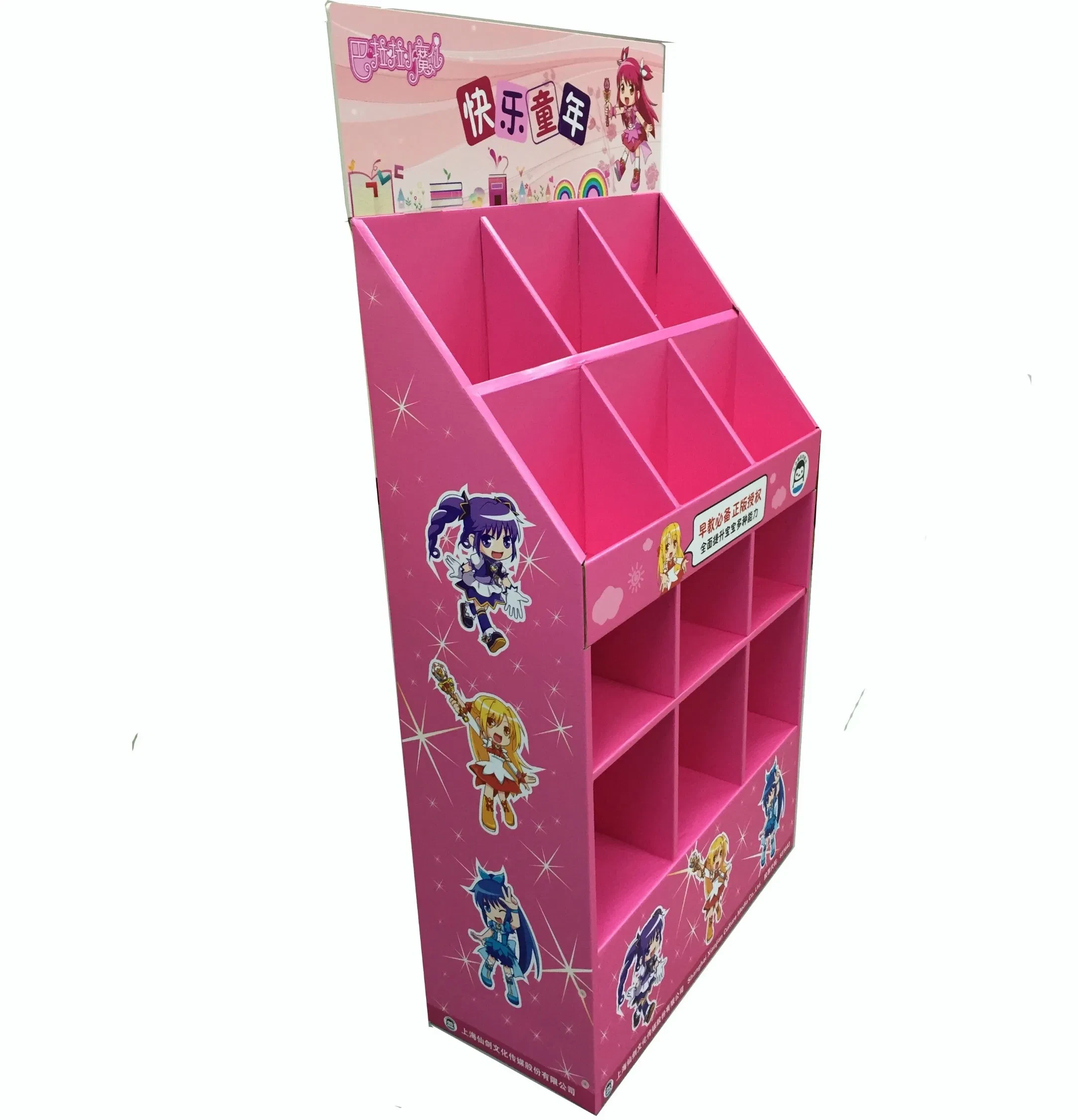 Custom Cardboard Corrugated Teaching Girl Products Toys Floor Display Stand 1