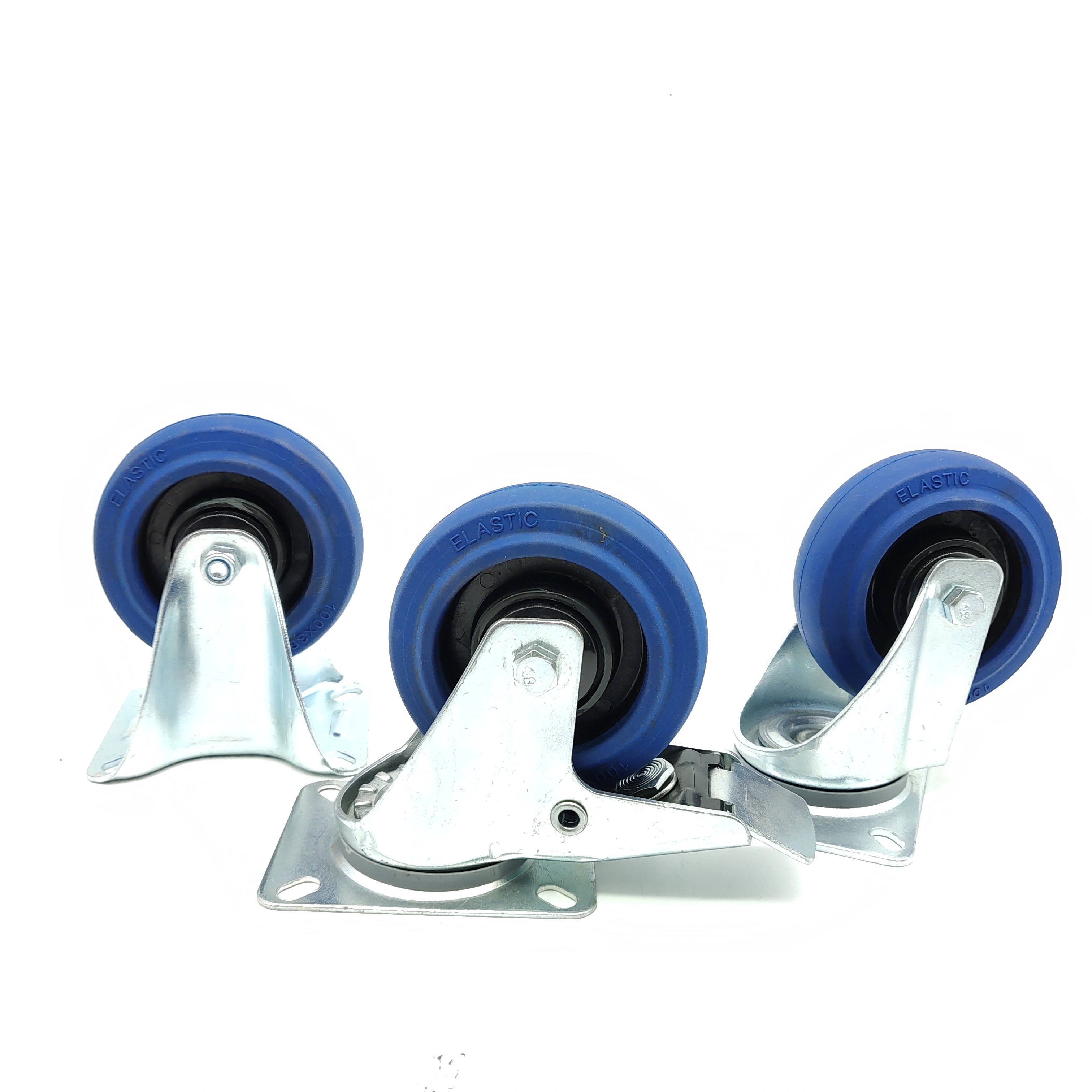 4 5 6 8 Blue Elastic Rubber Swivel Castor Wheel 1