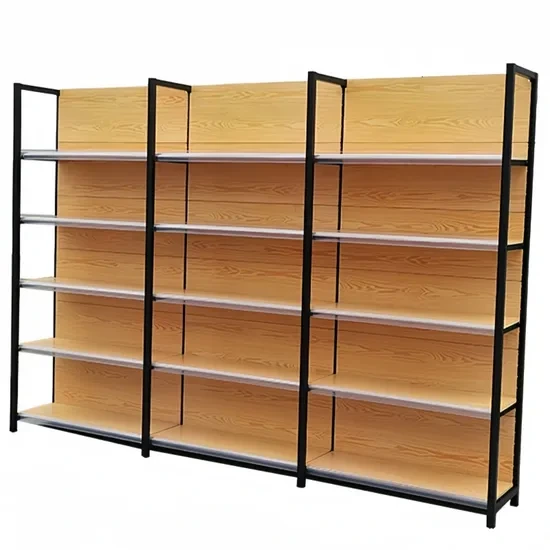 Shop Shelf S Display Rack Steel Adjustable Commercial Metal Shelving Stand Rack Long Wooden Shelf 1
