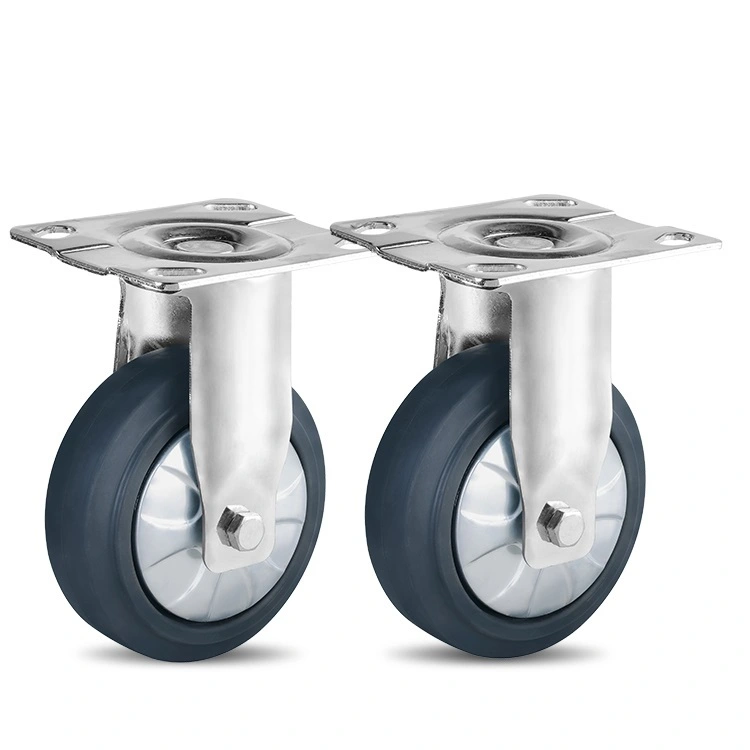 Manufacturer 4/5 Inch Load Mid Heavy Duty Hi-elastic Tpr Double Bearing Plate Casters For Cart 1