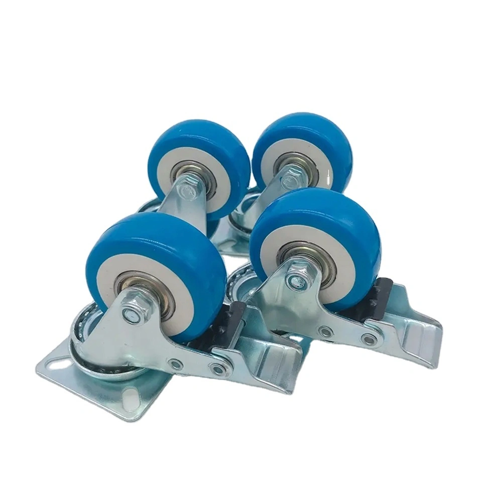 Double Ball Bearings Wheel Castor Fixed Swivel Brake China Pvc Or Pu Factory Price Blue 2 Inch Caster 1