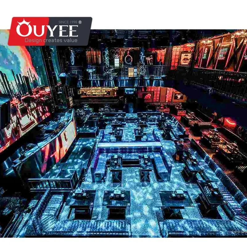 Set di arredi per bancone bar e lounge di discoteca - Progettazione d'interni 3D 1