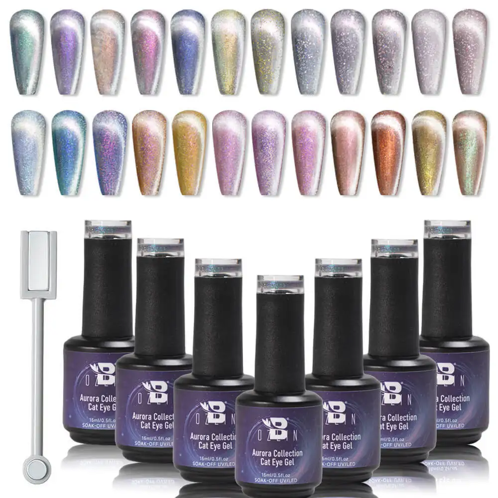 Bozlin Aurora Collection 24 Colors 15ml Magnetic Cat Eye Gel Polish EU Standard 1