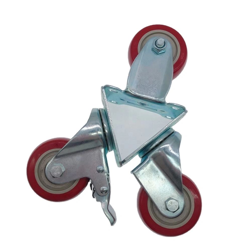 75mm 100mm 125mm Medium Duty Fixed Rotation Total Brake Castor Double Ball Bearing Pvc Plastic Wheel Casters 1