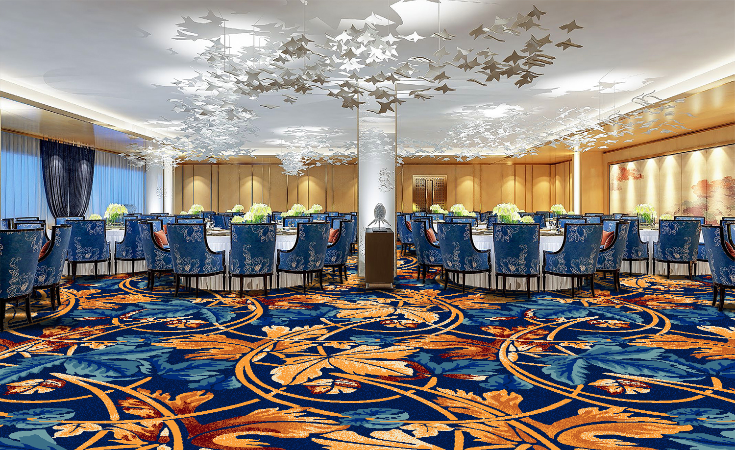 Moquette ignifuga per hotel e casinò, composta per l'80% da lana e per il 20% da nylon. 5