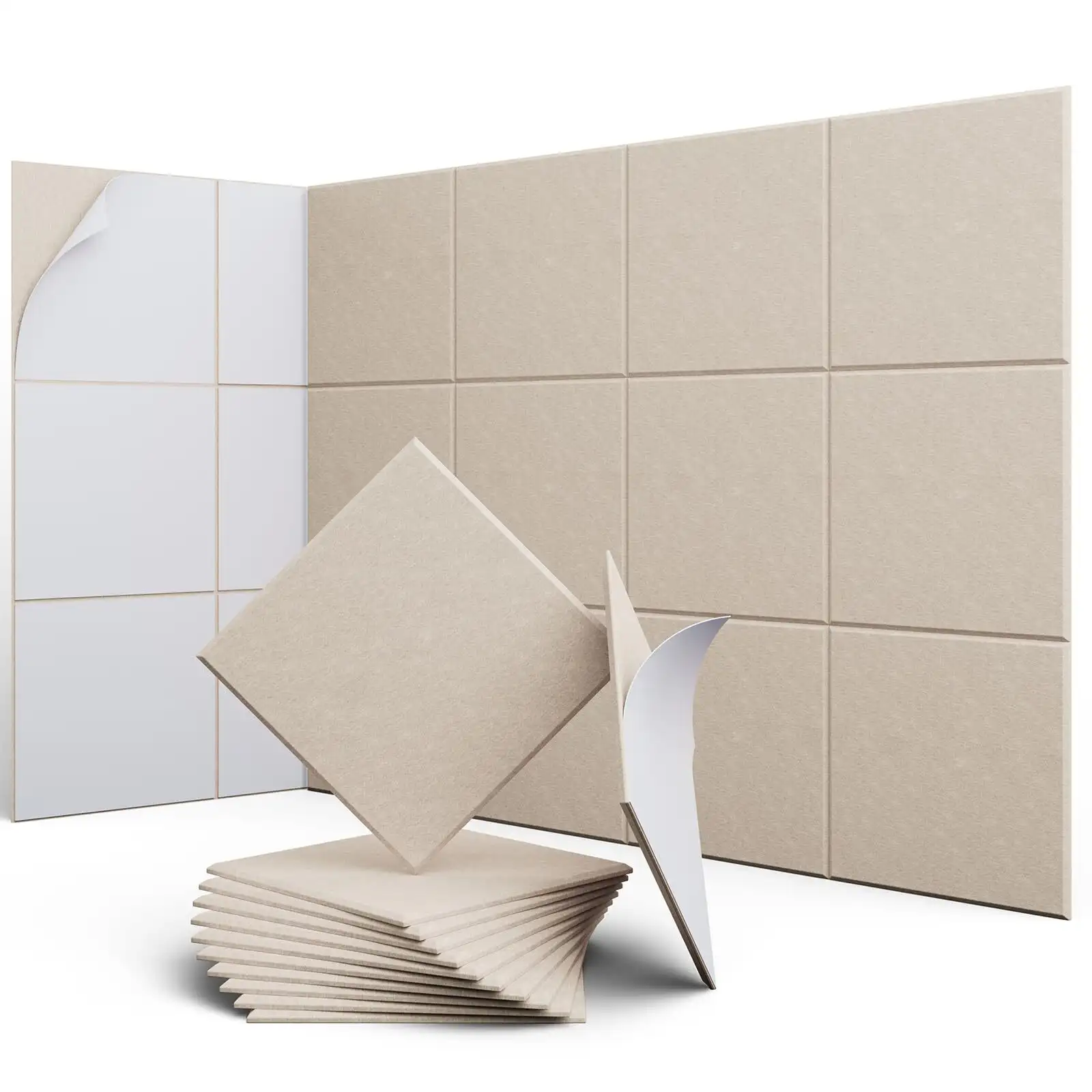 Painéil Fuaimiúla Poileistear Feilte Cearnógacha Saincheaptha Ábhar Athchúrsáilte atá Cairdiúil don Chomhshaol 1